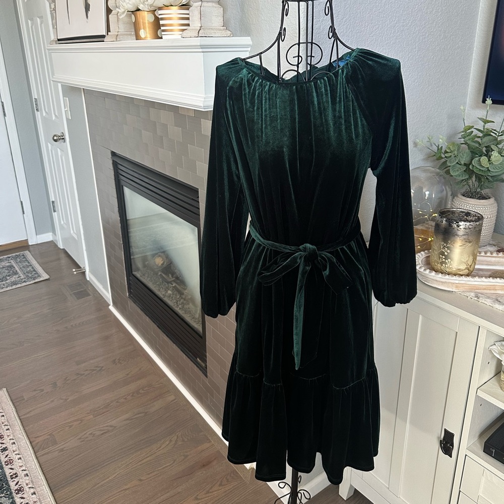 Draper James RSVP Green Velvet Dress